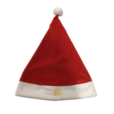 0,4 M 15,75 cala Czerwony aksamitny i biały świąteczny kapelusz z logo McDonald