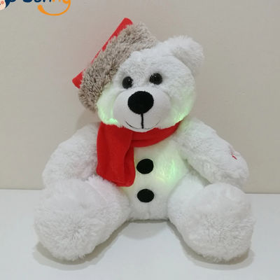 Świąteczne oświetlenie LED Pluszowy miś z czapką Świętego Mikołaja Prezent dla dzieci LED Niedźwiedź Pluszowa zabawka dla dzieci