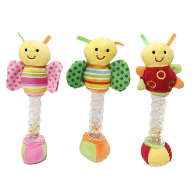 3 Asstd Kolorowe pluszowe zabawki z nadziewanej fasoli Ręczny kij do chwytania dla dziecka