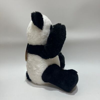 Interaktywna pluszowa zabawka Panda Peek-a-Boo z funkcją powtarzania i muzyką. Urocza zabawka do zabawy w chowanego w pozycji leżącej.