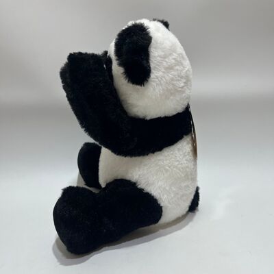 Interaktywna pluszowa zabawka Panda Peek-a-Boo z funkcją powtarzania i muzyką. Urocza zabawka do zabawy w chowanego w pozycji leżącej.