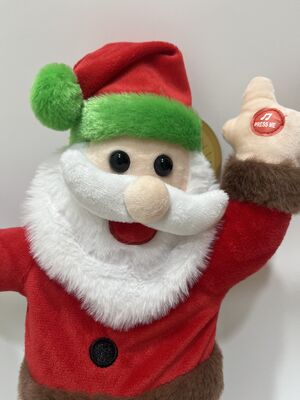 Waving and Singing Santa Plush Toy Green Pants Musical Doll Electric Animated