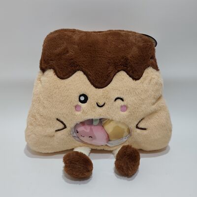 Urocza przezroczysta poduszka z PVC w kształcie owocowego puddingu z kolorowymi mini owocami w środku